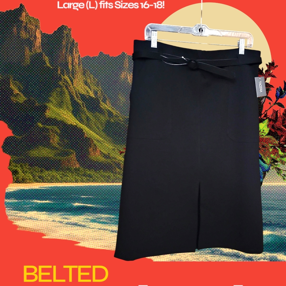 Classic Black Belted Pencil Skirt for Women Work Corporate Business Skirts